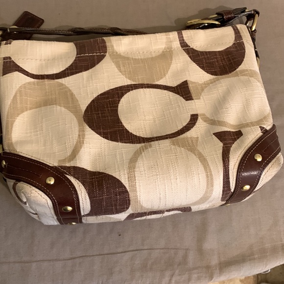 Coach Purse cream tan and brown - Picture 3 of 9